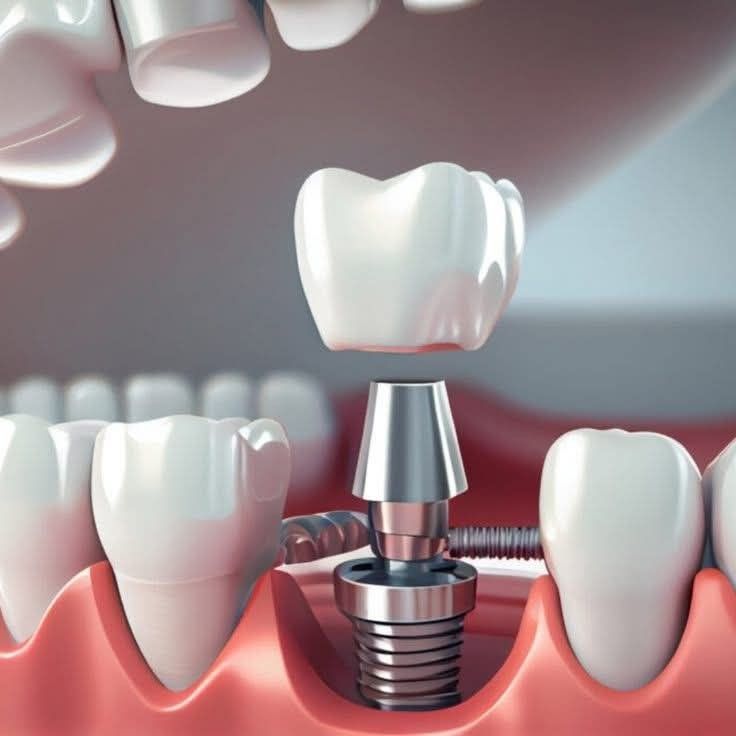 Multiple dental implants restoring complete smile